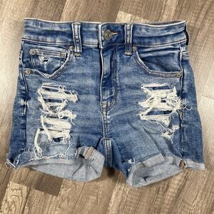 American Eagle Jean Shorts Women’s 00 Shortie Distressed Stretch Daisy Dukes